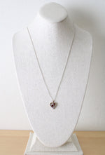 Ruby Stone Sterling Silver Two-Tone Heart Necklace