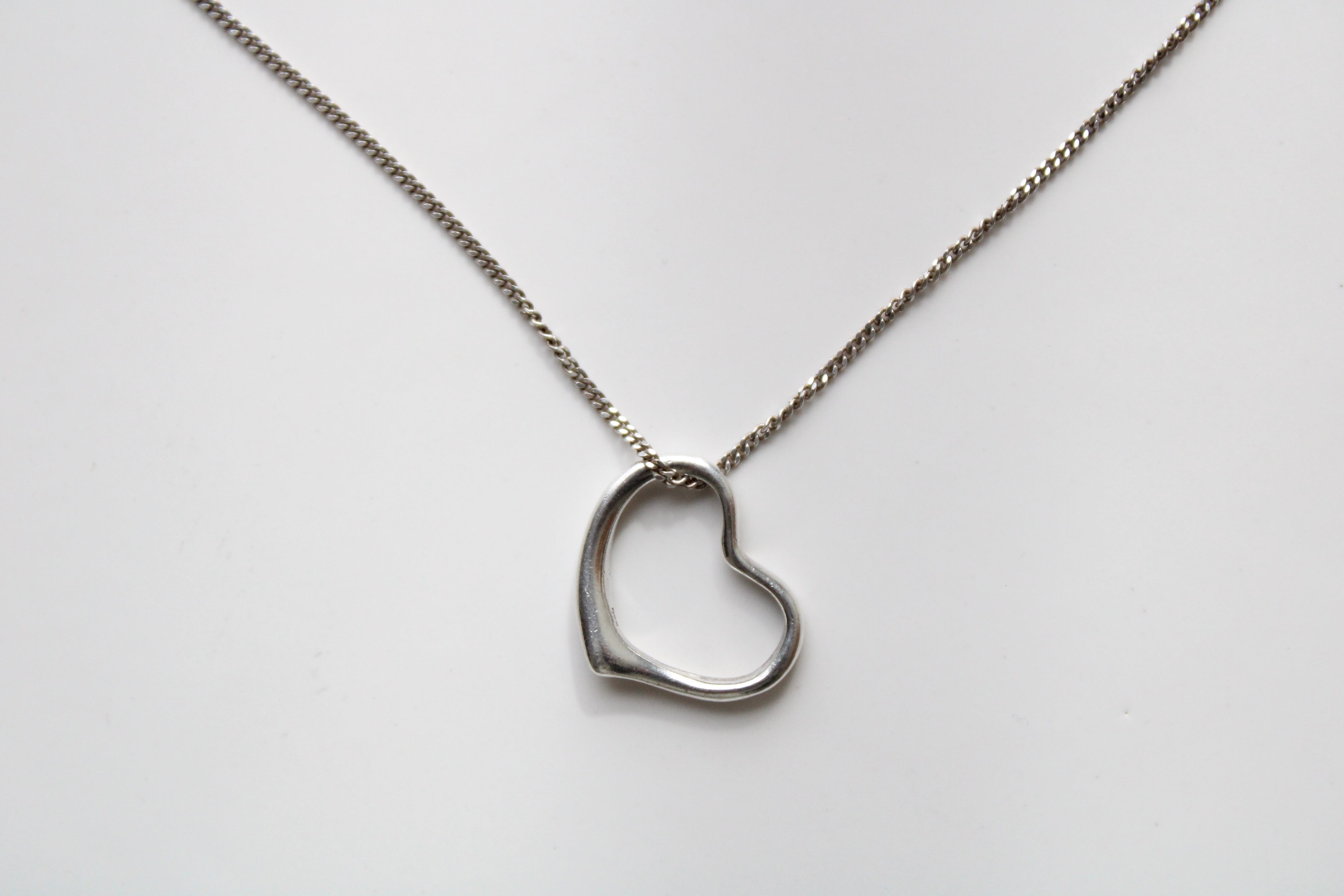 Open Heart Pendant Sterling Silver Necklace