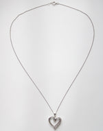 Open Heart Clear Stone Pendant 925 Necklace