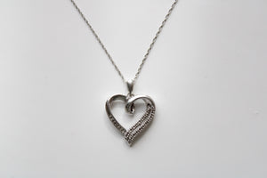 Open Heart Clear Stone Pendant 925 Necklace