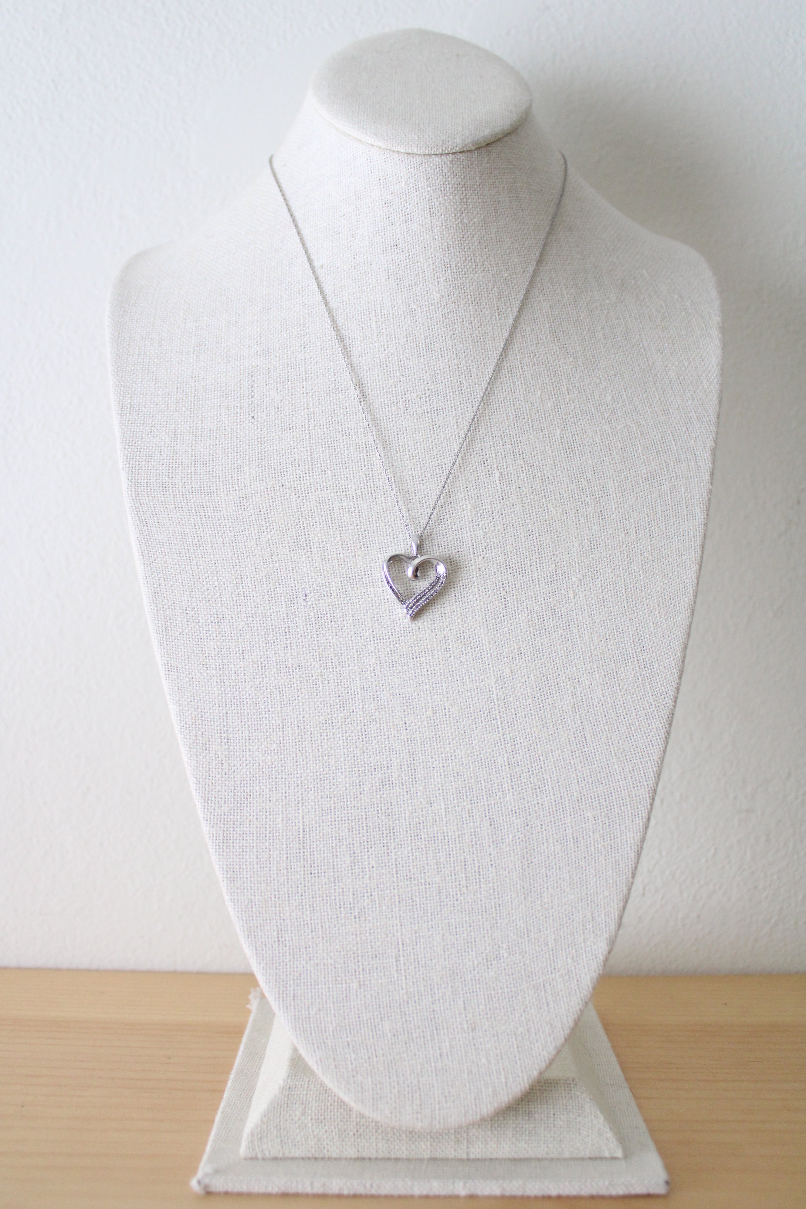 Open Heart Clear Stone Pendant 925 Necklace