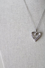 Open Heart Clear Stone Pendant 925 Necklace