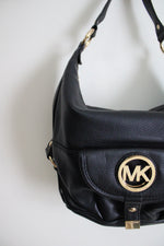 Michael Kors Fulton Large Black Leather Shoulder Bag