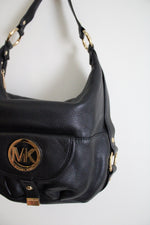 Michael Kors Fulton Large Black Leather Shoulder Bag