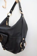 Michael Kors Fulton Large Black Leather Shoulder Bag