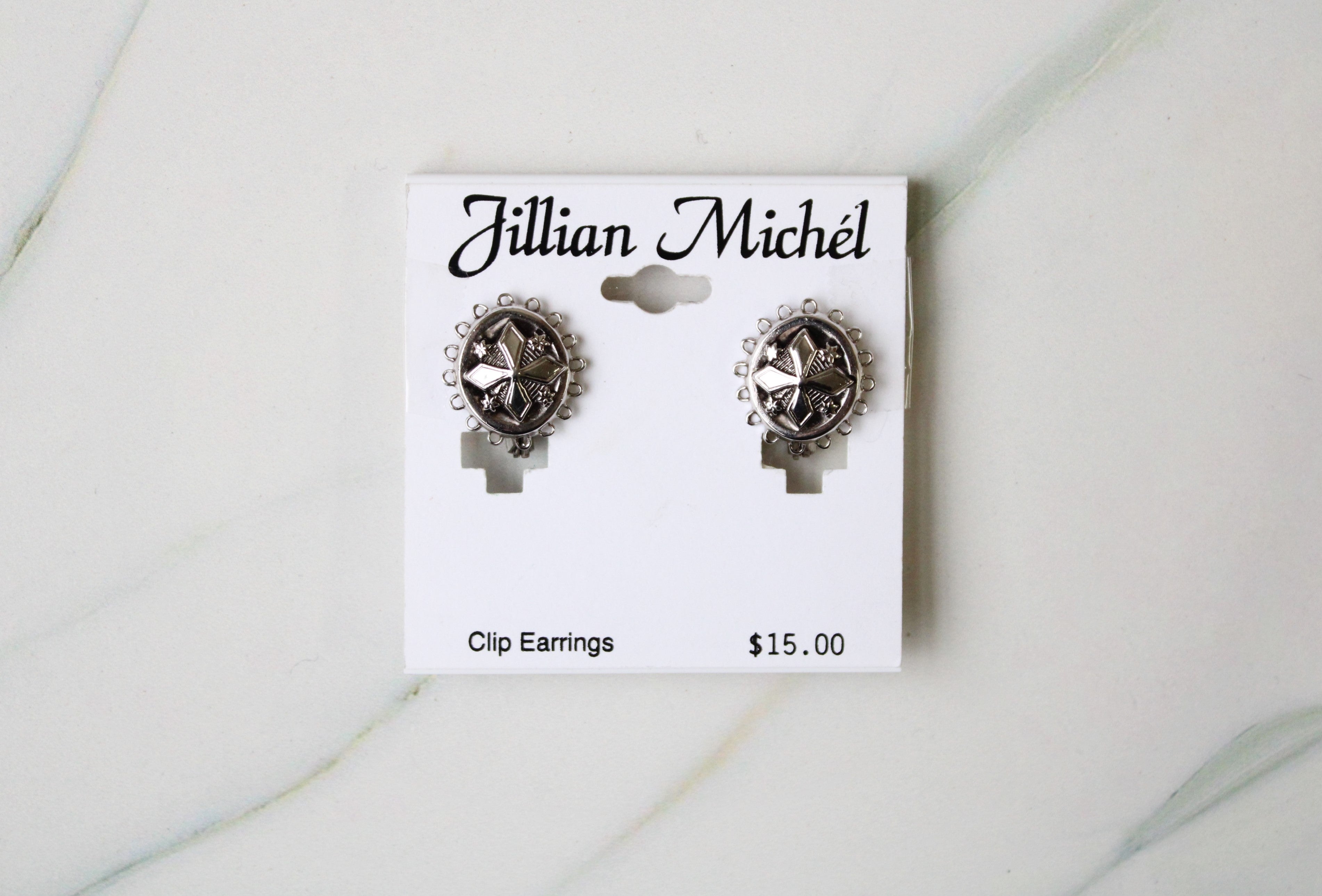 NEW Jillian Michel Silver Cross Clip On Earrings