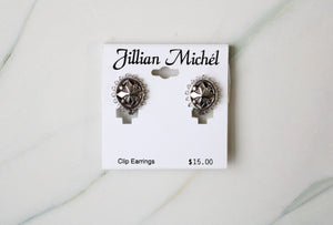 NEW Jillian Michel Silver Cross Clip On Earrings