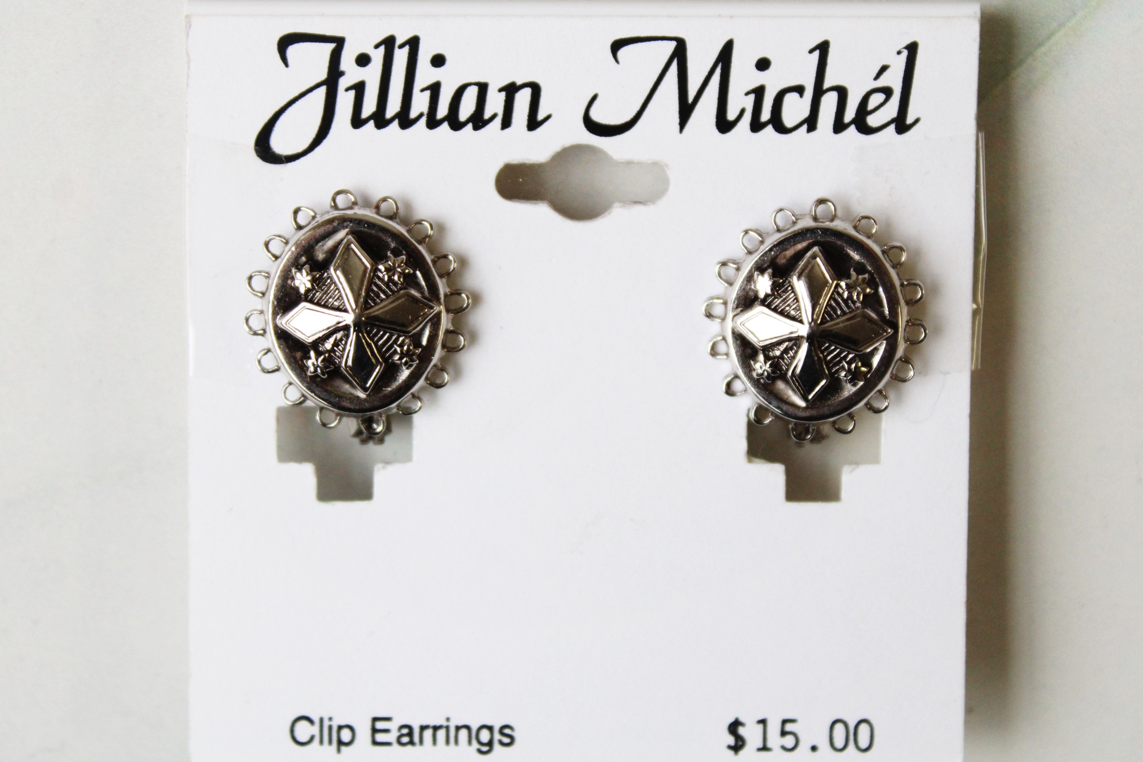 NEW Jillian Michel Silver Cross Clip On Earrings