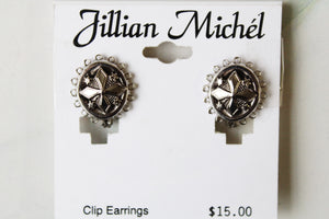 NEW Jillian Michel Silver Cross Clip On Earrings