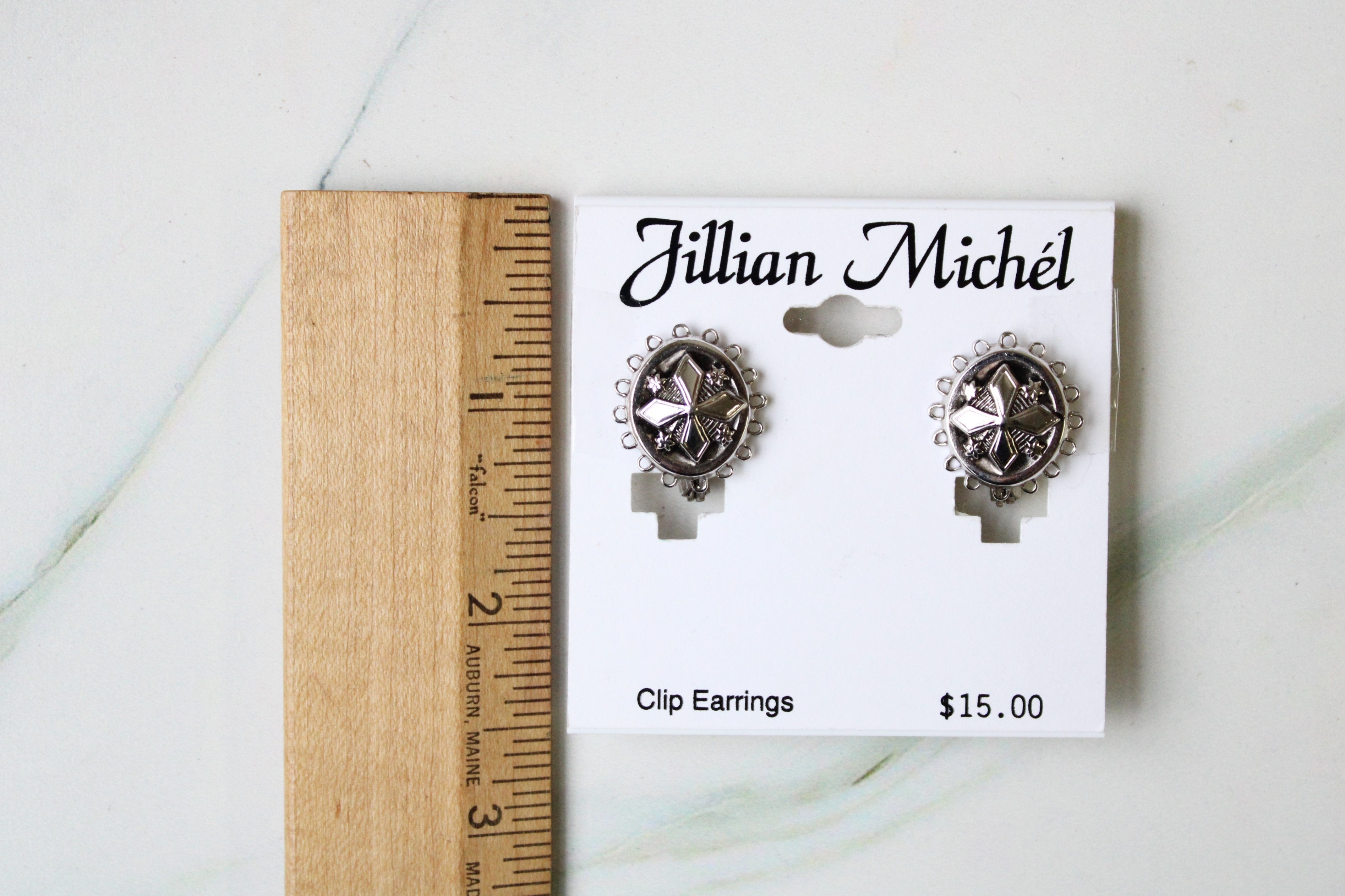 NEW Jillian Michel Silver Cross Clip On Earrings