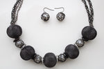 Black Metal Statement Necklace & Earring Set