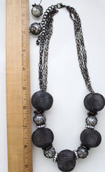 Black Metal Statement Necklace & Earring Set