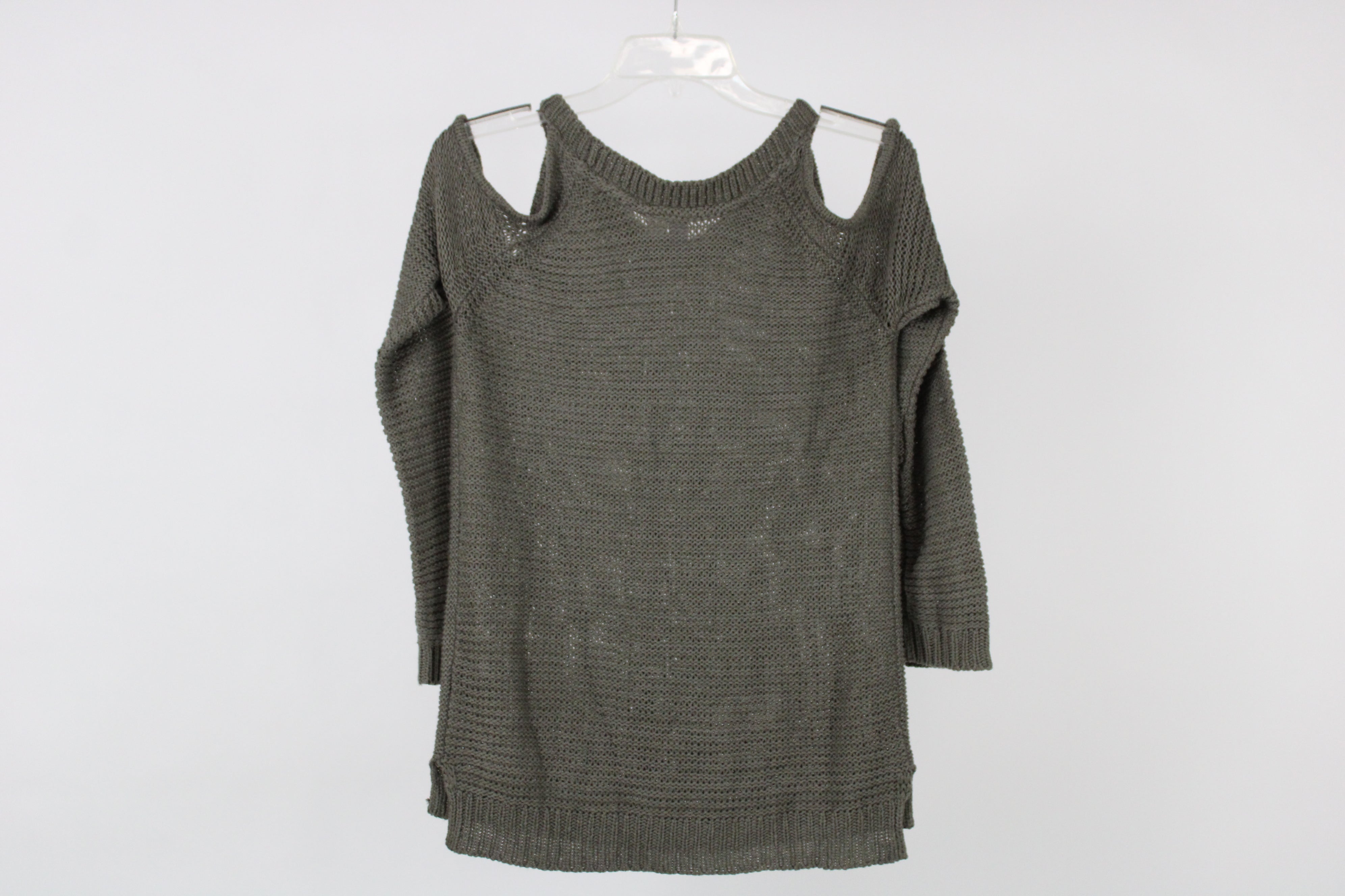 Alya Olive Green Bare Shoulder Knit Sweater S Jubilee Thrift