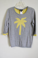 NEW Tribal Yellow Palm Tree Knit Sweater | S Petite