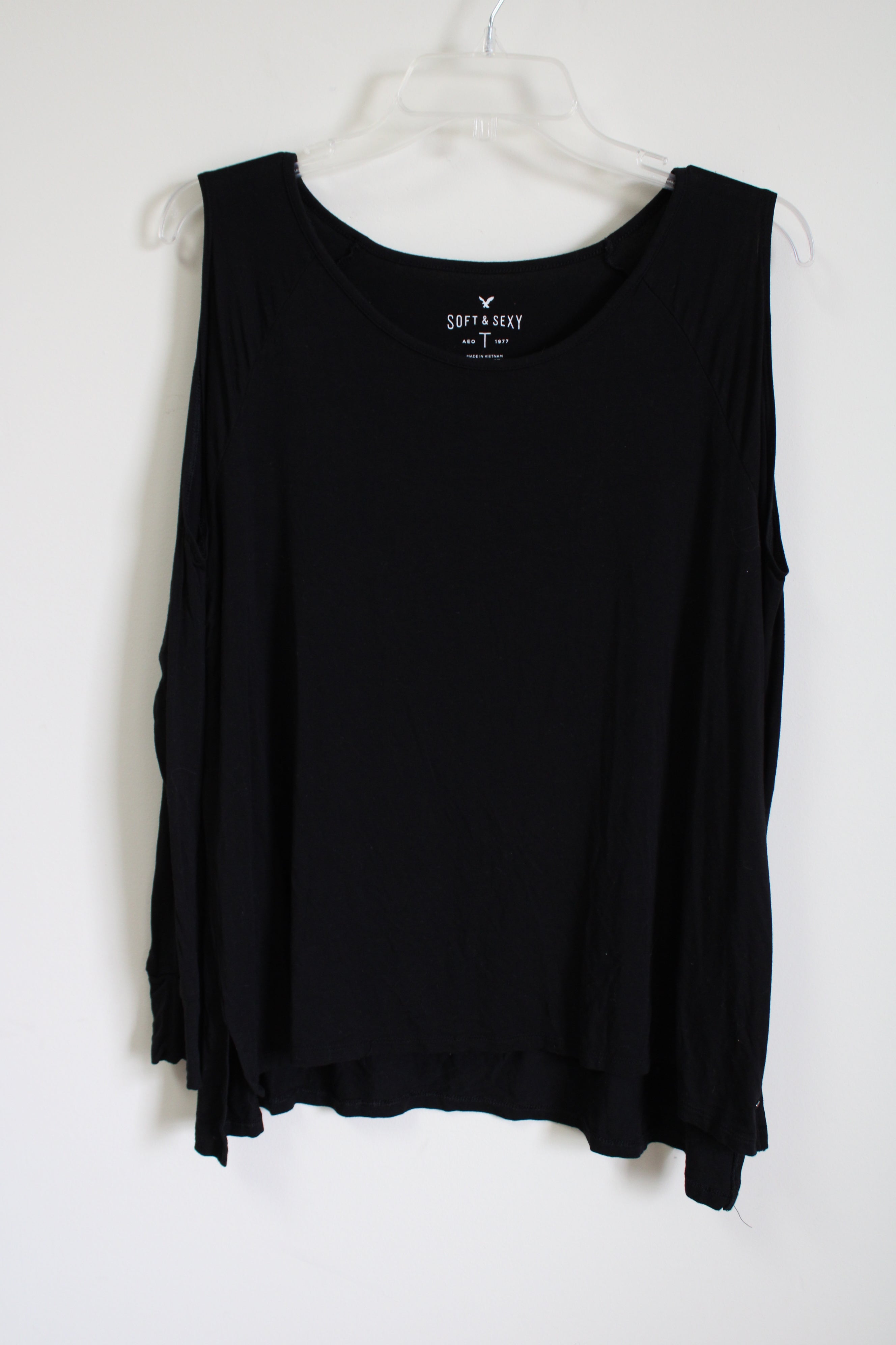 American Eagle Soft & Sexy Black Cold Shoulder Top | M – Jubilee Thrift