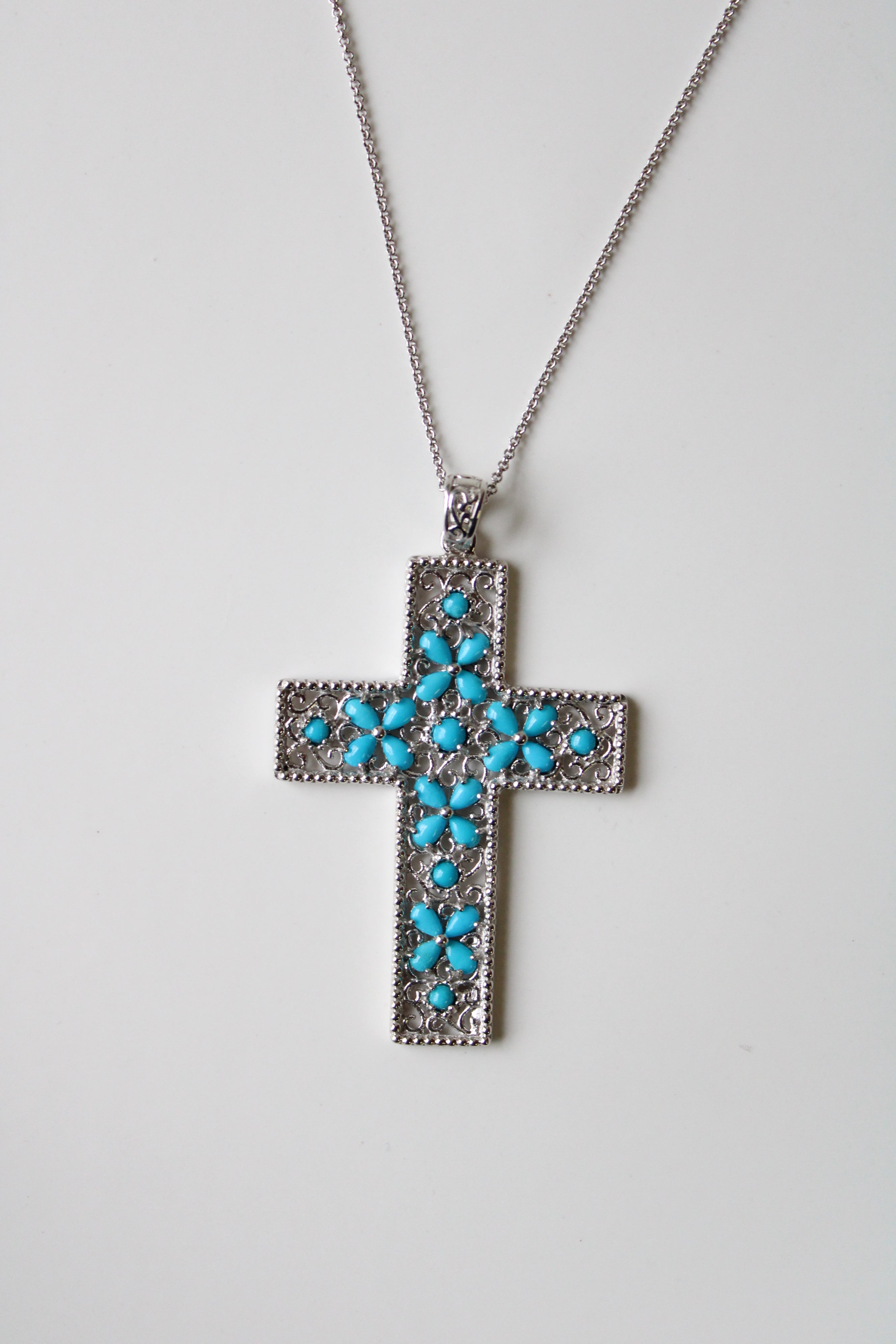 Turquoise Cross Pendant Necklace