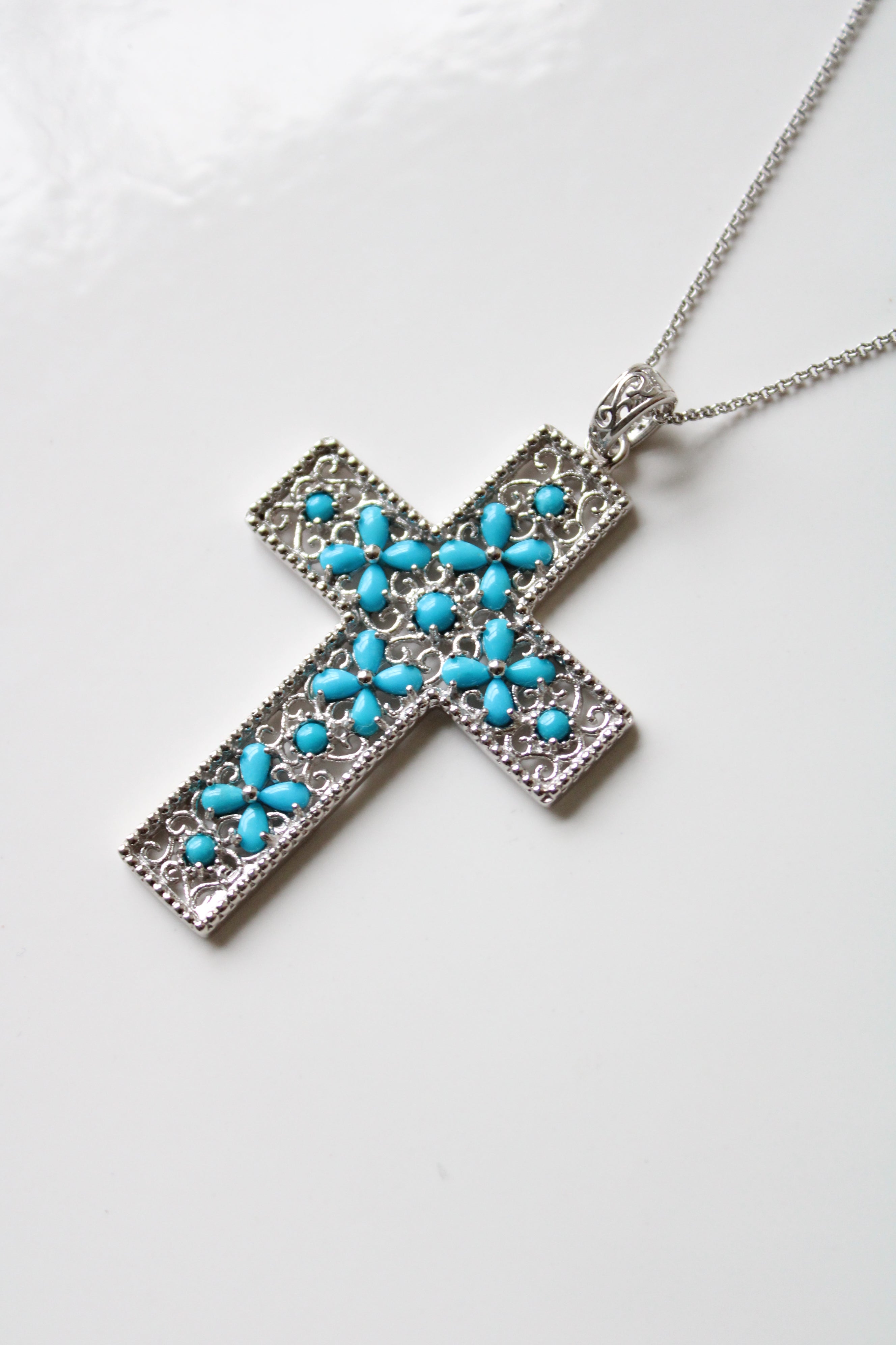 Turquoise Cross Pendant Necklace