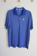 Adidas Golf Climalite Blue Striped Polo Shirt | L