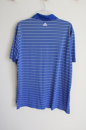 Adidas Golf Climalite Blue Striped Polo Shirt | L