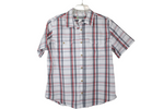 Haband White Plaid Short Sleeved Shirt | L