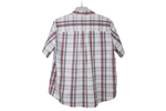 Haband White Plaid Short Sleeved Shirt | L