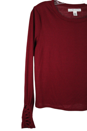 Eye Candy Red Rib Long Sleeved Top | L