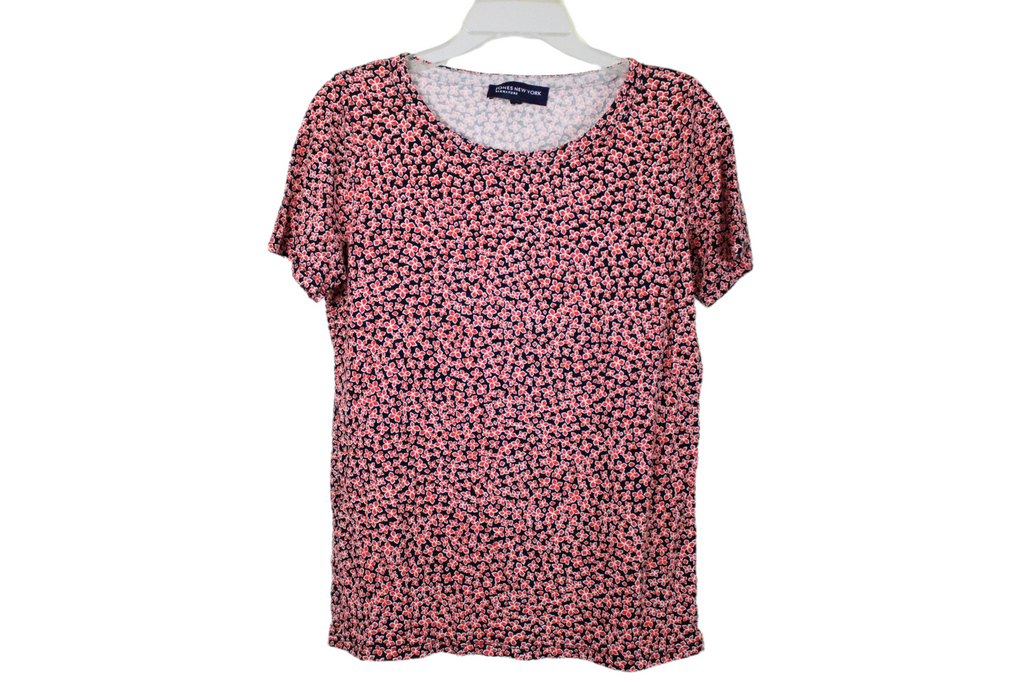 Jones New York Red Blue Floral Top | S