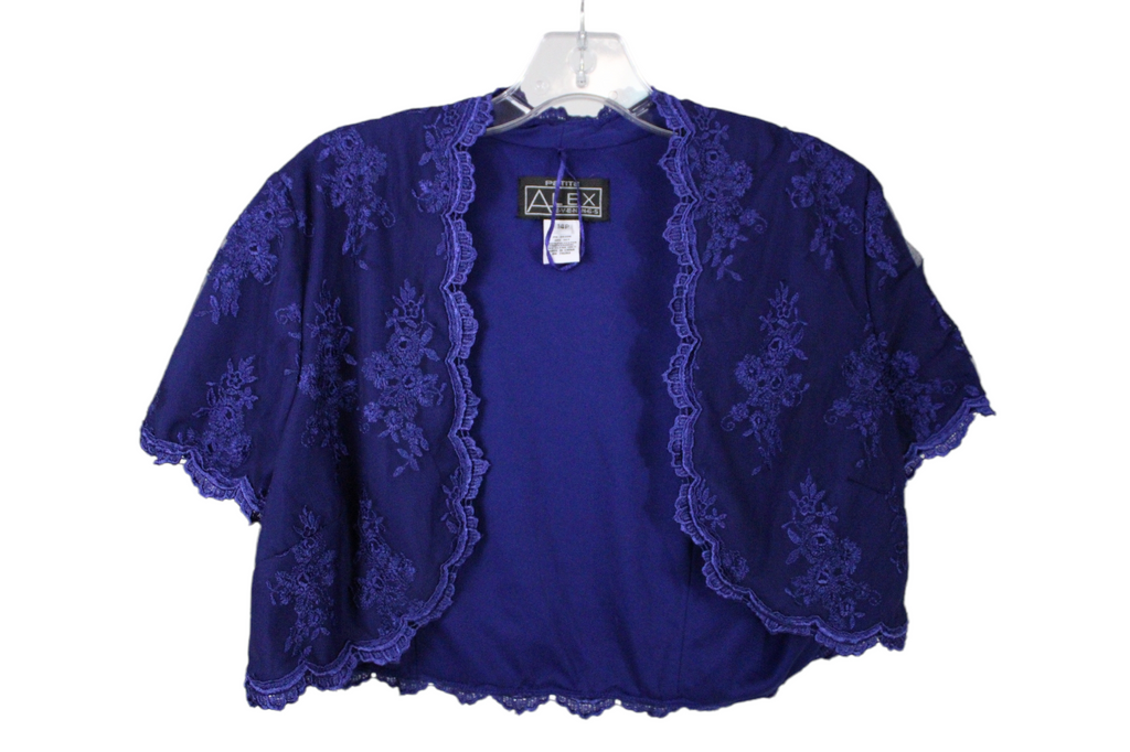 Alex Evenings Cobalt Blue Lace Cardigan | 14 Petite