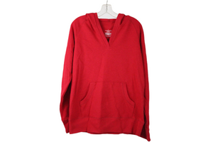 Red V-Neck Hoodie | L