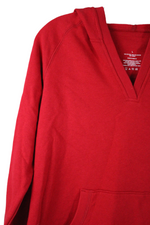 Red V-Neck Hoodie | L