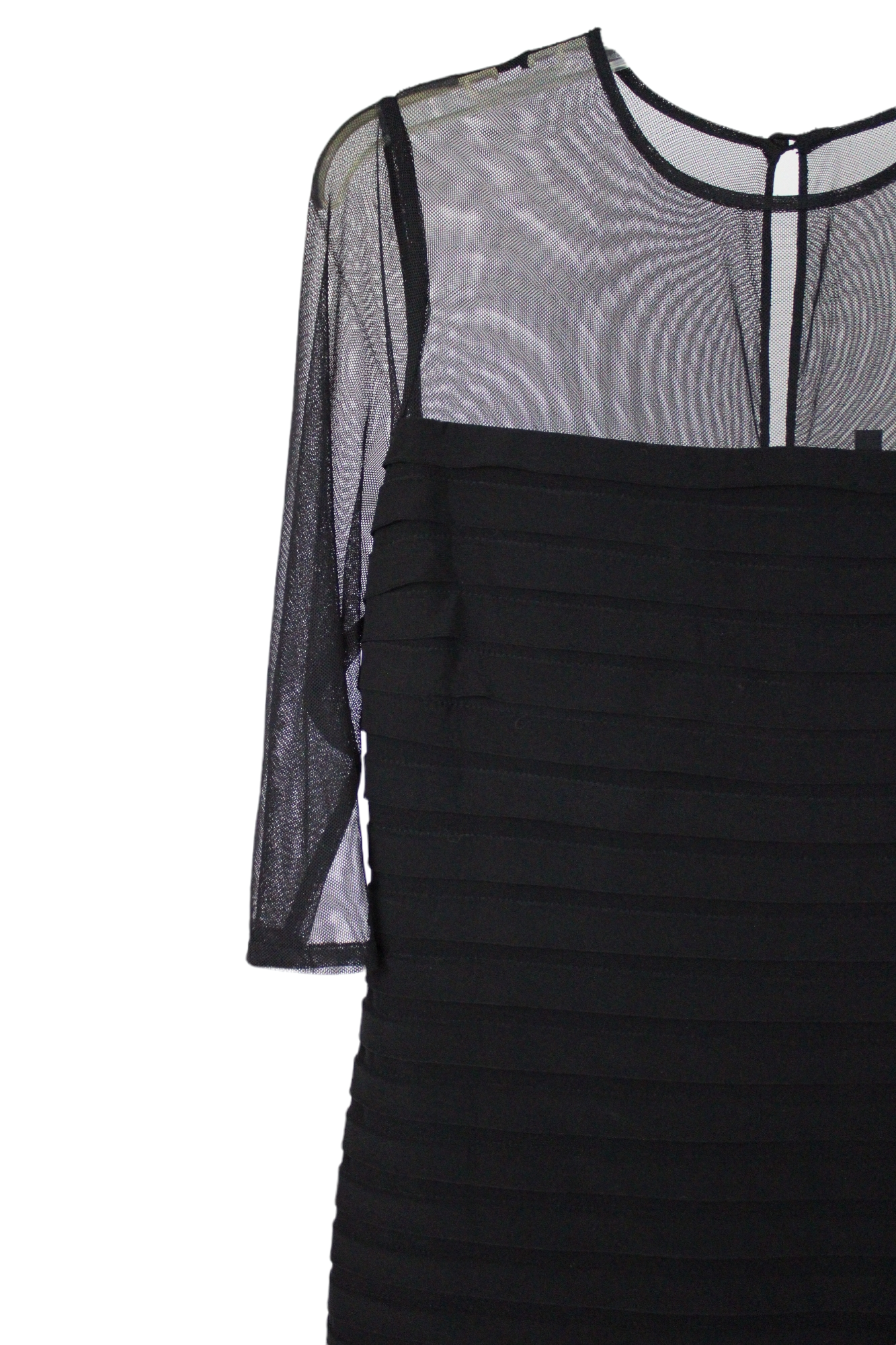 Adrianna Papell Black Mesh Sleeve Dress 12 Petite Jubilee Thrift