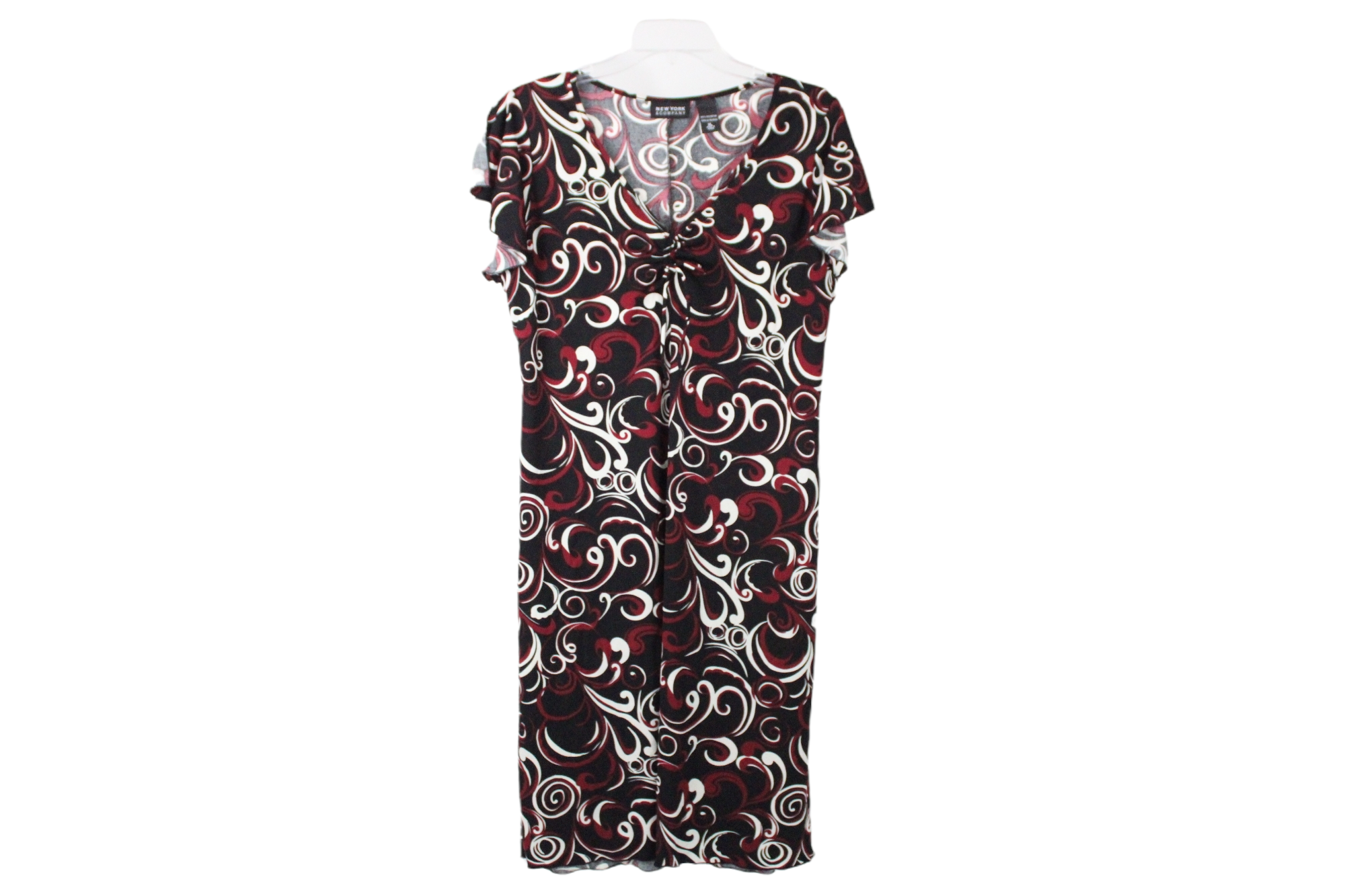 New York & Company Black Red Swirl Dress | XL