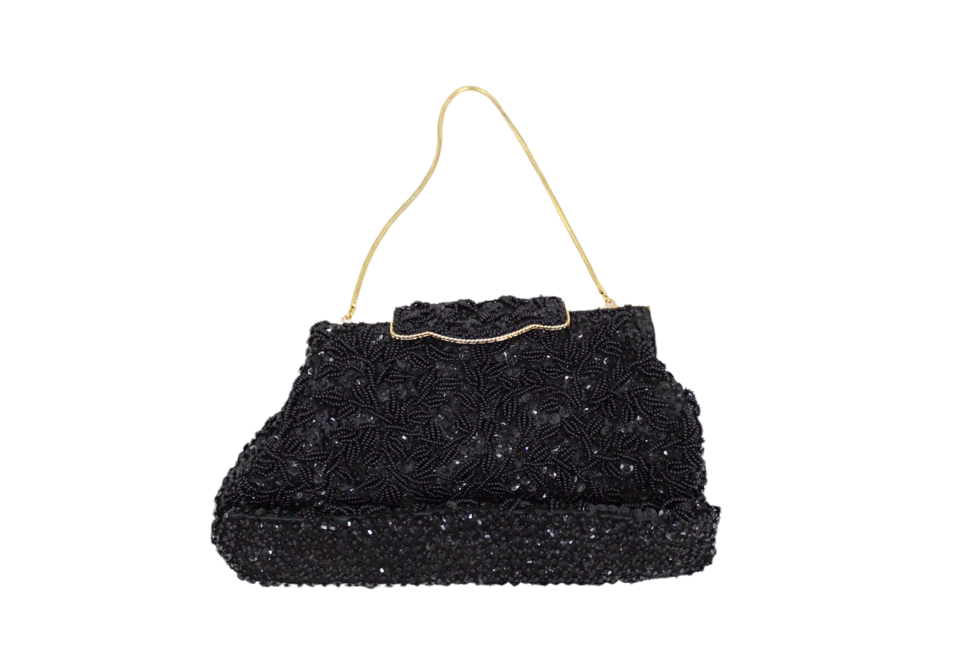 Vintage Black Beaded Mini Bag