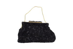 Vintage Black Beaded Mini Bag