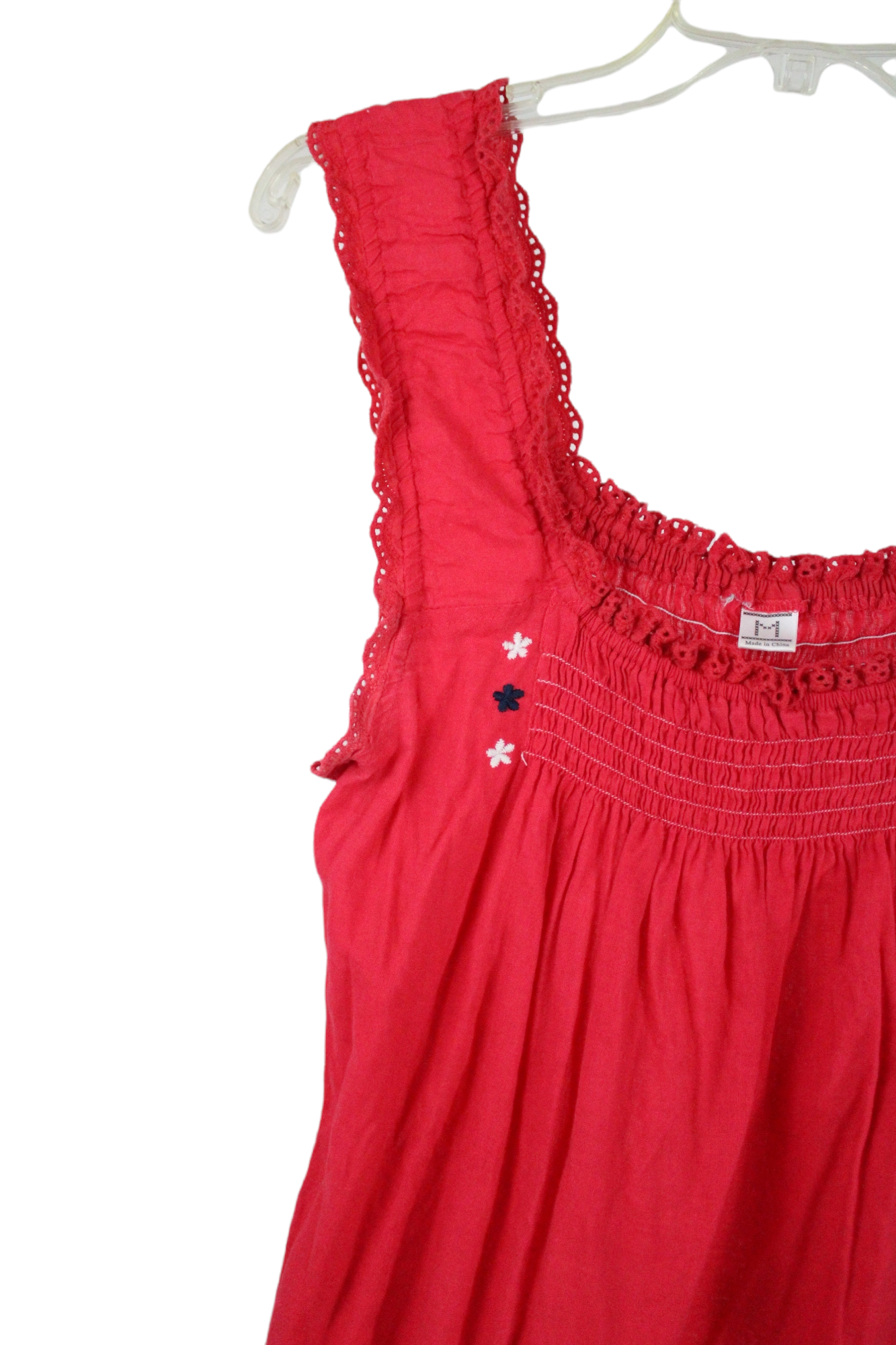 Women's Red Embroidered Top | M