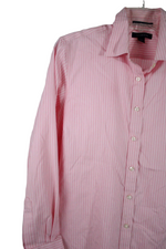 Lands' End Pinpoint Oxford Pink Striped Shirt | 14 Petite