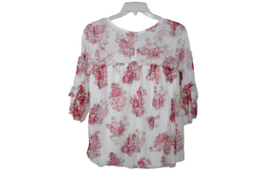 No Boundaries White Floral Blouse | M