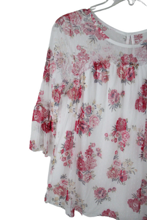 No Boundaries White Floral Blouse | M