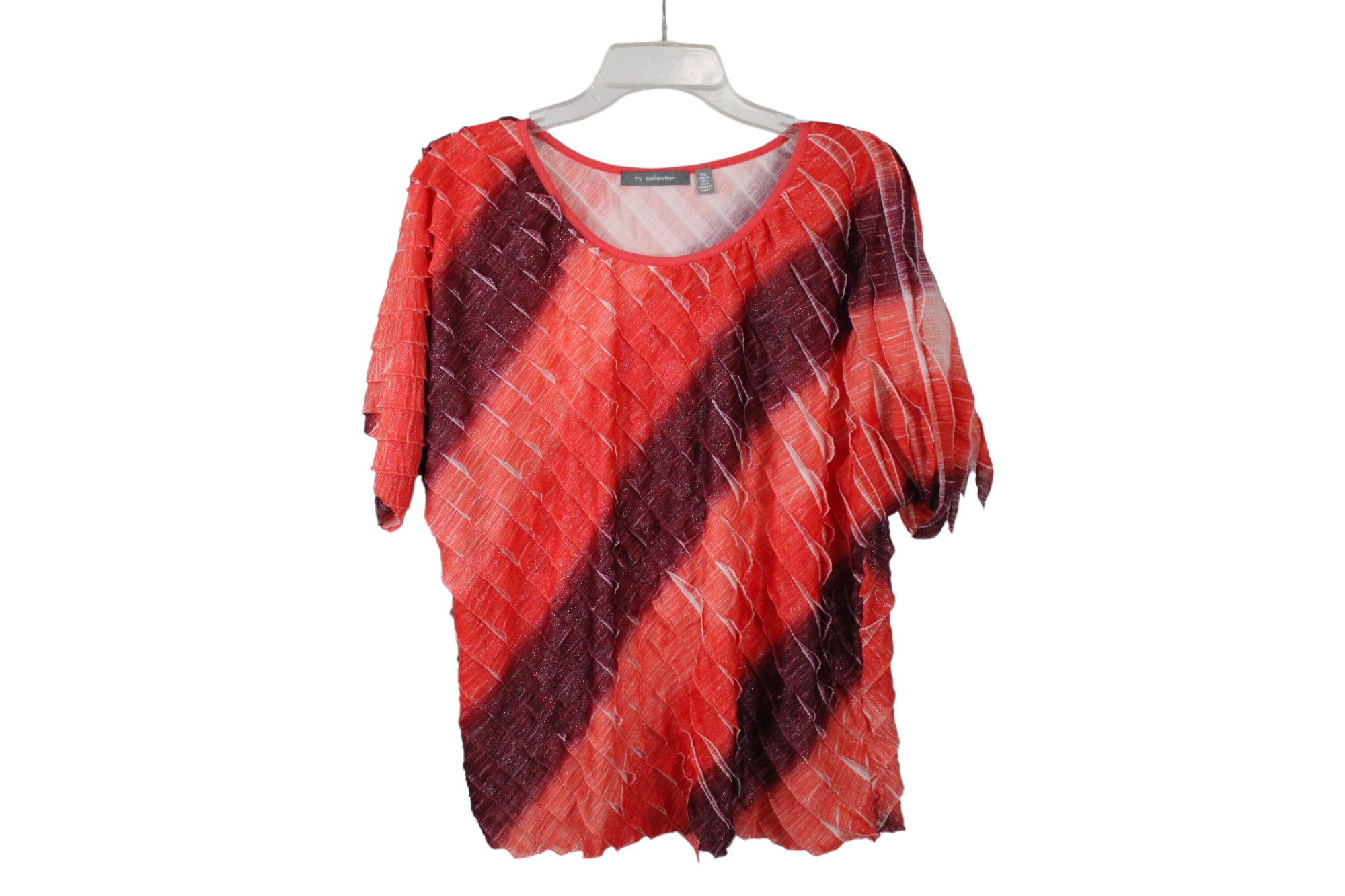 My Collection Red Striped Shimmer Blouse | XL