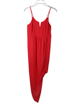 Express Coral Red Chiffon Asymmetrical Dress | 4