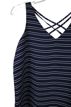 Maurices Blue Chiffon Striped Tank | XS