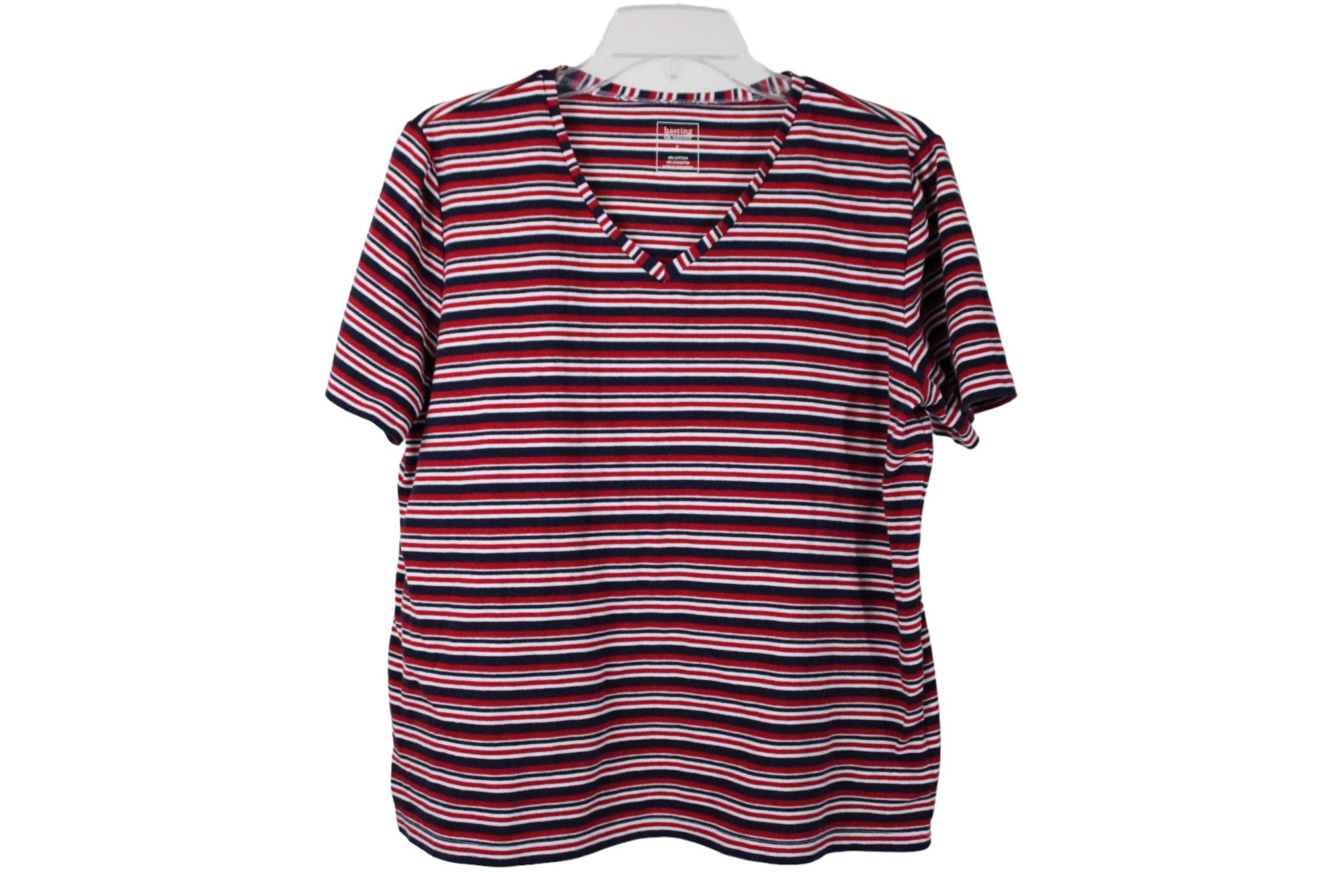 Hasting & Smith Red Blue Striped Tee | L