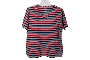 Hasting & Smith Red Blue Striped Tee | L