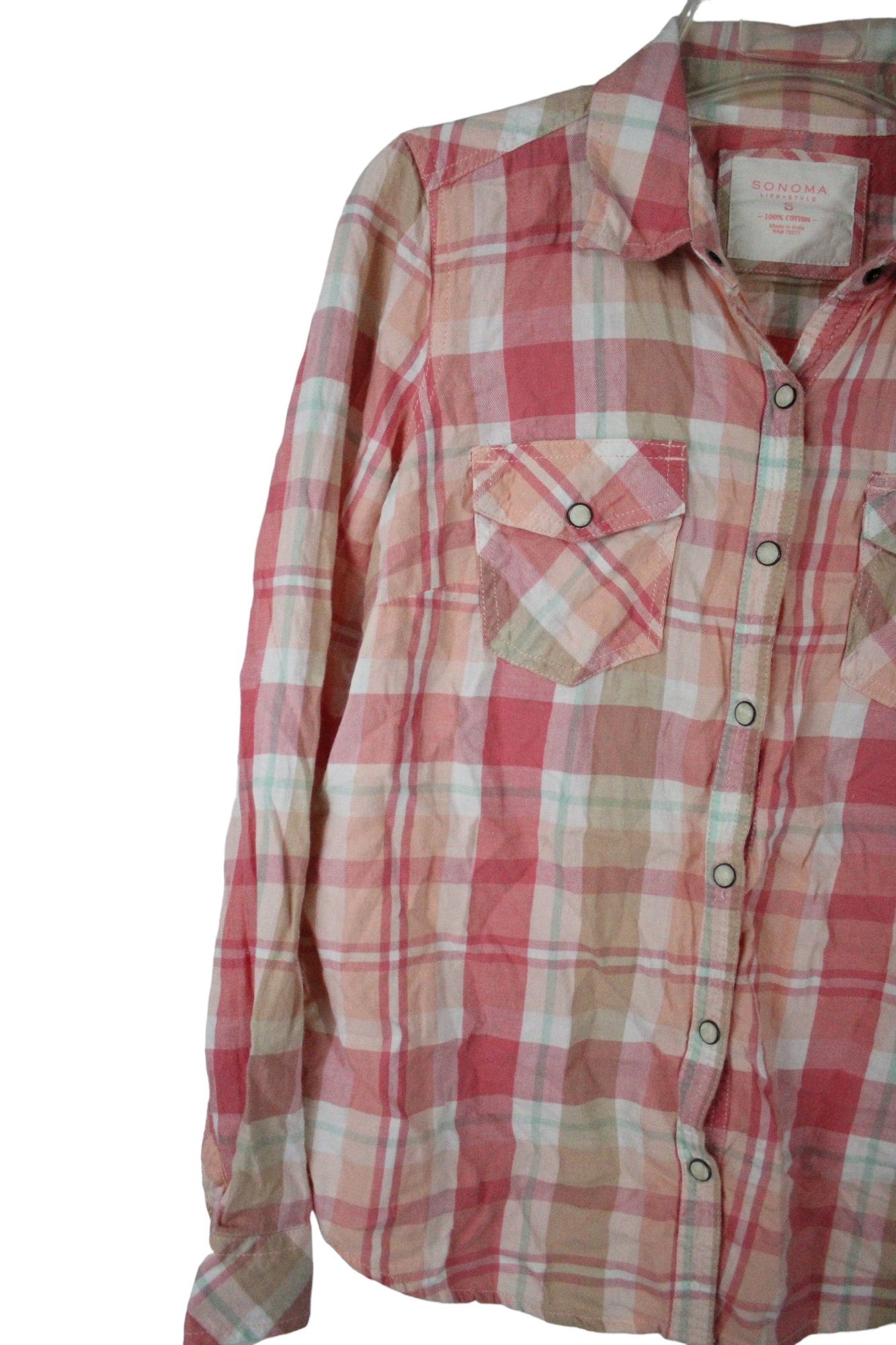 Sonoma Pink Plaid Top | S