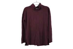 Maroon Fleece Lined Mock Neck Top | S