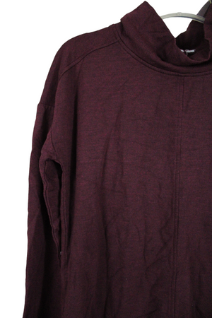 Maroon Fleece Lined Mock Neck Top | S