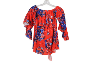 Red Floral Off-The-Shoulder Blouse | S