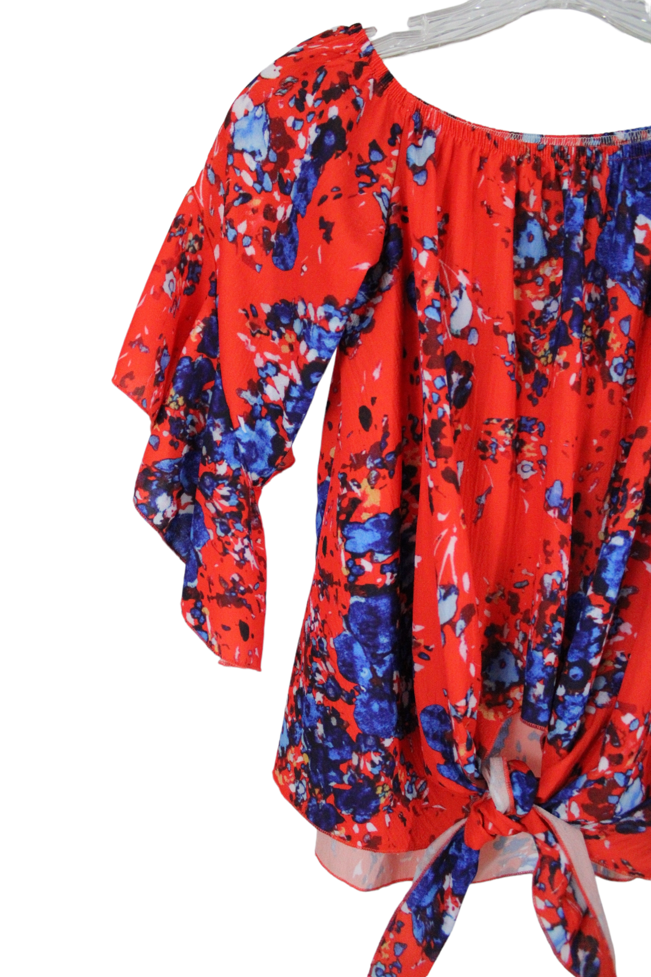 Red Floral Off-The-Shoulder Blouse | S