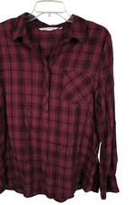 Emily Daniels Pink Red Plaid Shirt | L