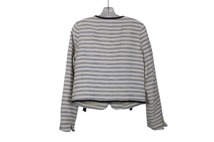 American Eagle Cream Blue Striped Jacket | M